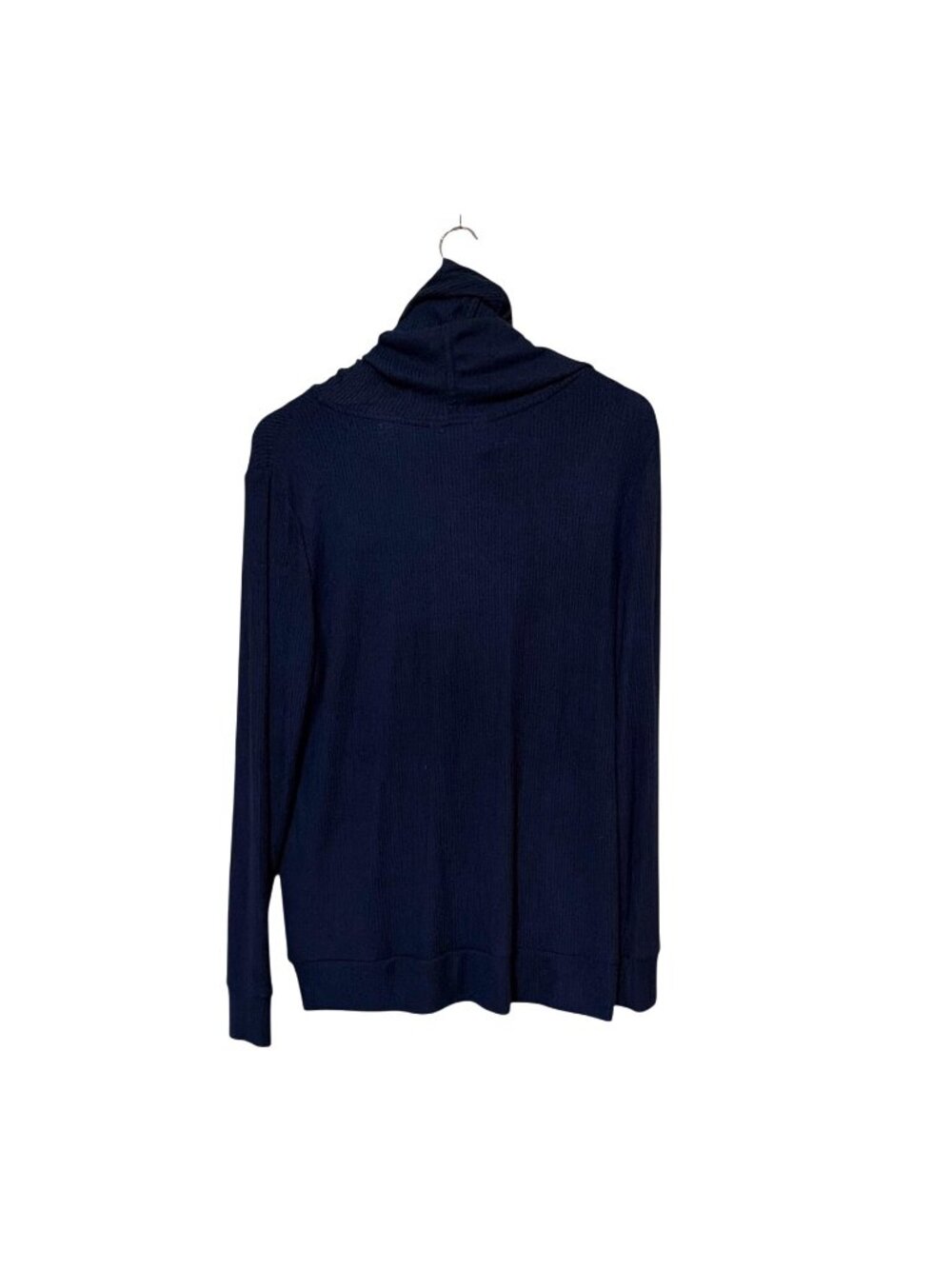 NWT Market & Spruce Navy Blue Lace-Up Hoodie Ribbed Knit Longsleeve Size L - Picture 2 of 5